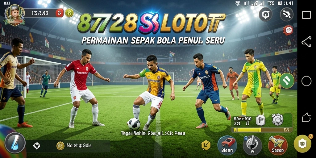 Tampilan gameplay 8728SLOTS yang seru dan mendebarkan dalam pertandingan sepak bola.