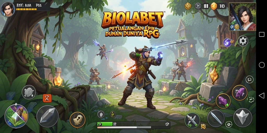 Tampilan gameplay seru dalam petualangan RPG BIOLABET.