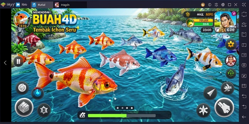 Screenshot gameplay BUAH4D menampilkan aksi seru menembak ikan.