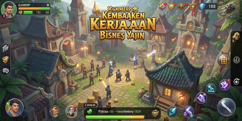 Screenshot GAMERP menampilkan aksi pengelolaan bisnis Tycoon yang dinamis.