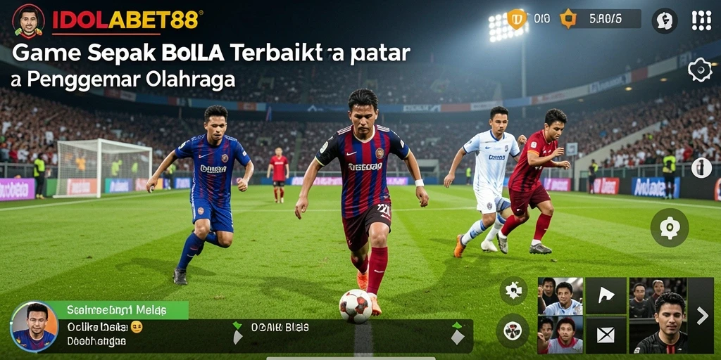 Screenshot utama IDOLABET88 menampilkan aksi intens dalam pertandingan sepak bola.
