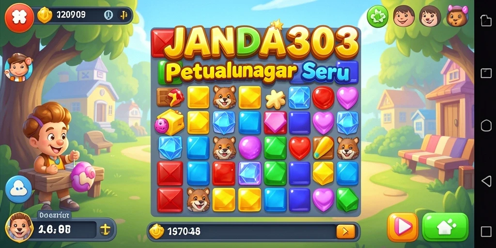 Gambar gameplay JANDA303 dengan elemen Match-3 yang menarik.