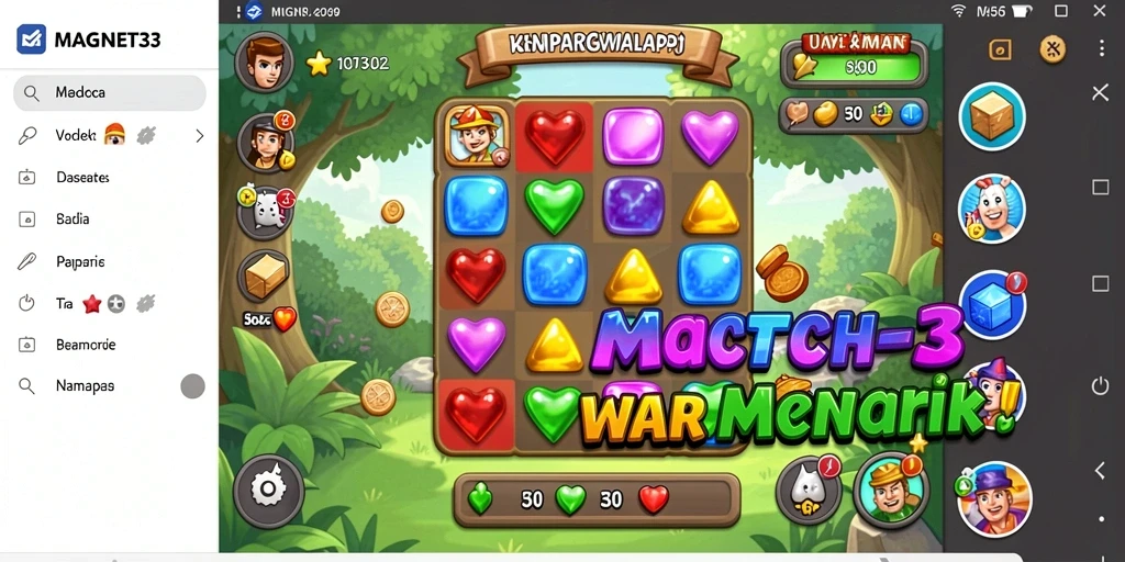 Tangkapan layar gameplay MAGNET33 menampilkan tantangan Match-3 yang menarik.