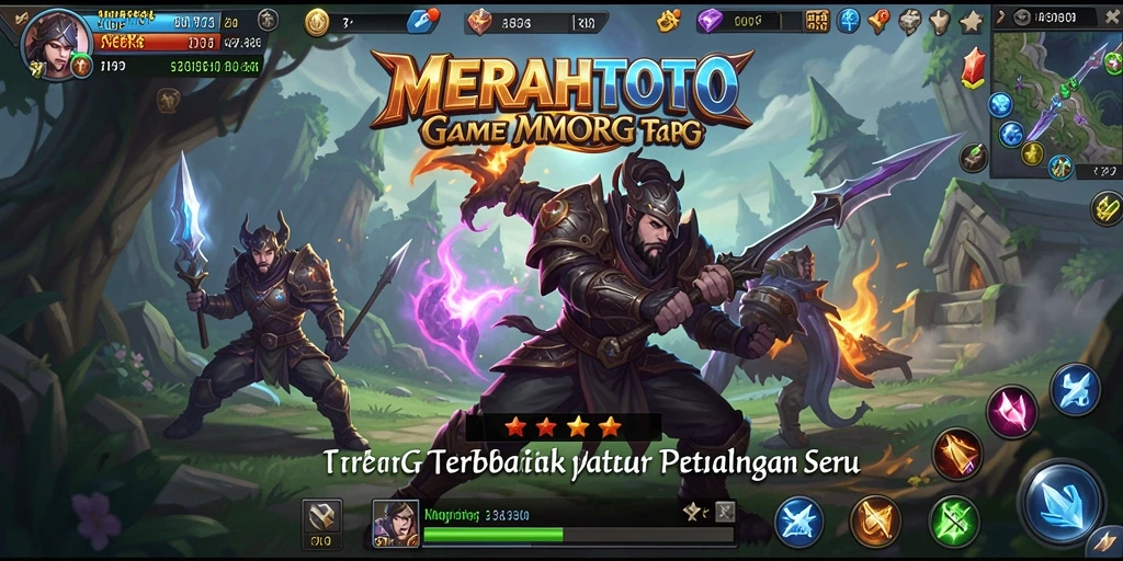 Tangkapan layar gameplay MERAHTOTO menampilkan pertarungan epik karakter MMORPG.