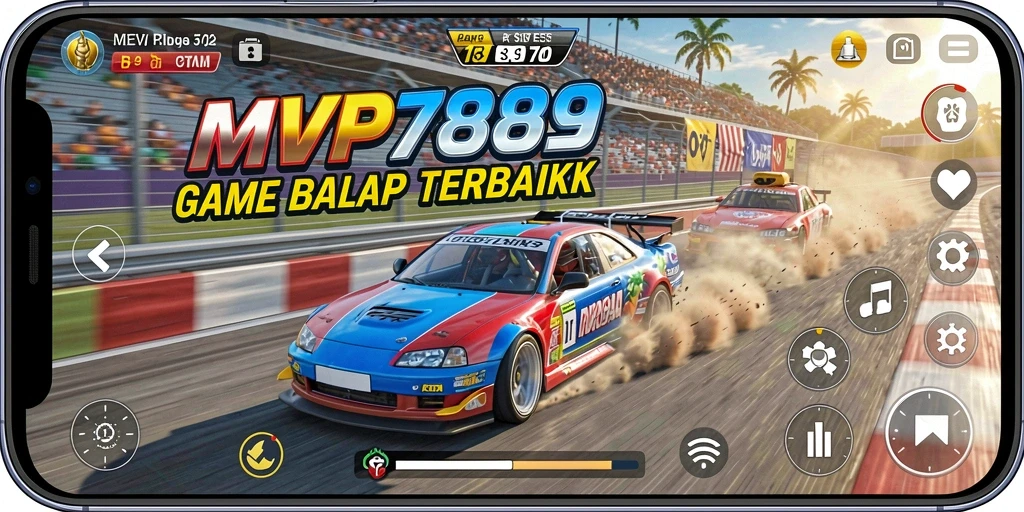 Screenshot utama menampilkan aksi balap mendebarkan di MVP789.