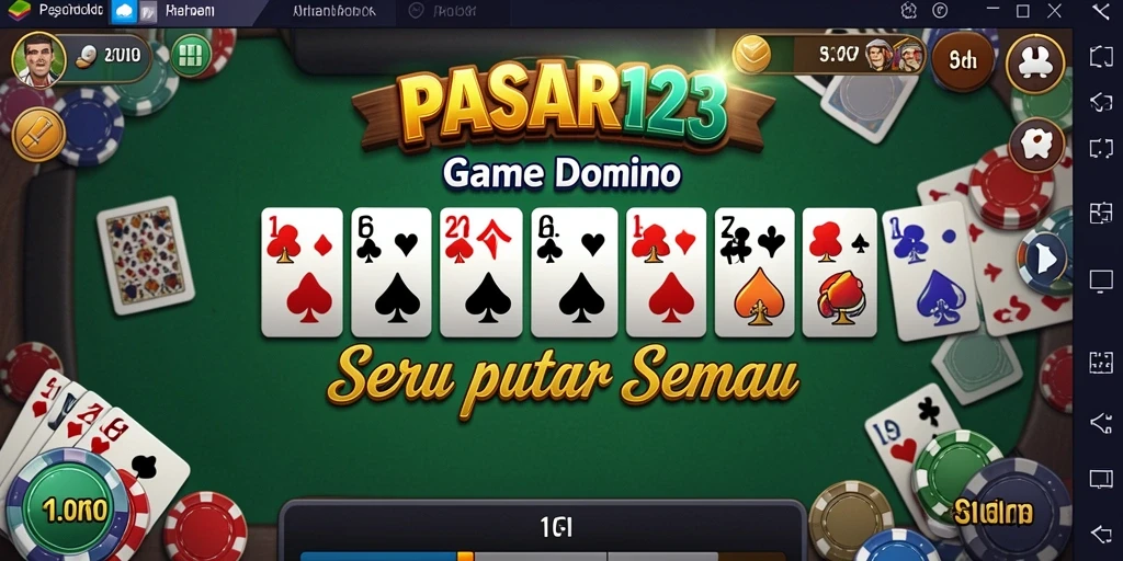 Tangkapan layar utama dari PASAR123 menampilkan aksi seru permainan Domino.