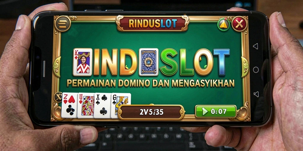 Screenshot gameplay RINDUSLOT menampilkan suasana permainan Domino yang seru.
