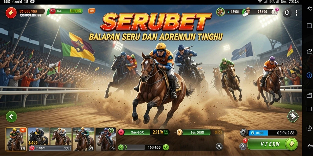 Tangkapan layar SERUBET menampilkan aksi balapan yang penuh semangat dan grafis menawan.