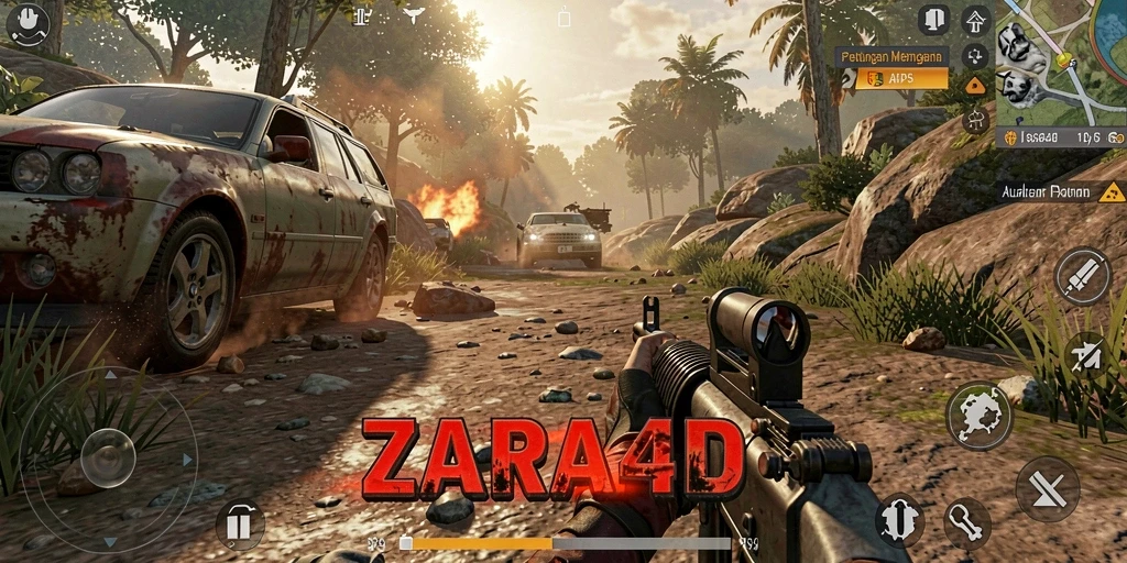 Tampilan gameplay ZARA4D yang intens dan penuh aksi.